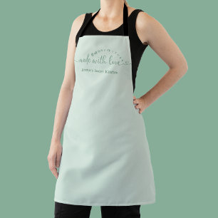 Tablier Fabriqué avec amour Minimaliste Vert Script Boulan
