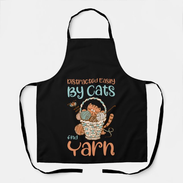 Tablier Facilement Distrait Par Les Chats Et Fils Tricot F (Recto)