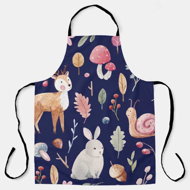 Tablier Fairy Forest Animals Aquarelle pour enfants (Recto)