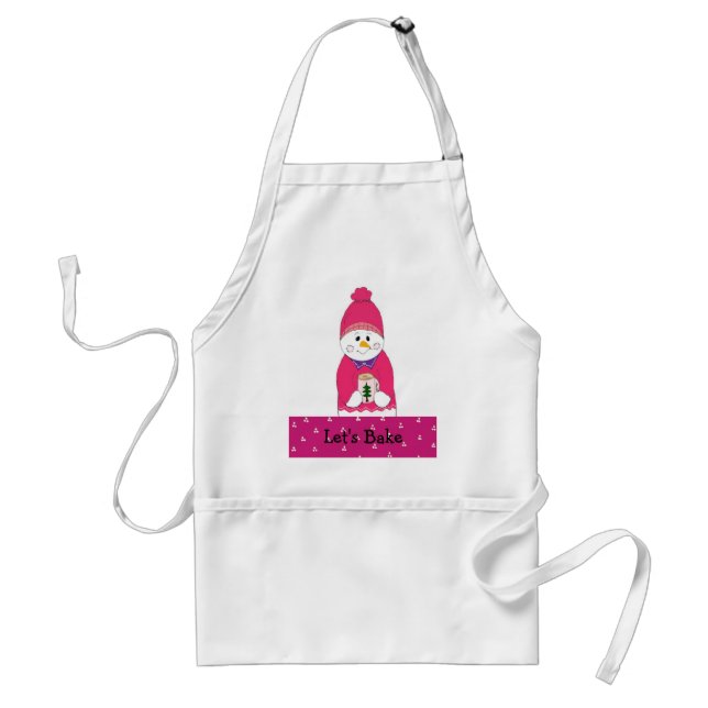 Tablier Faisons cuire la fille Snowman en rose (Devant)