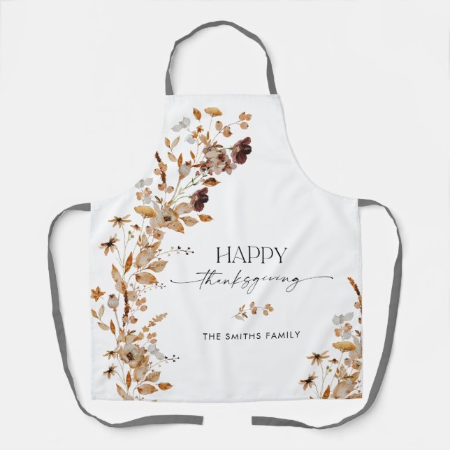 Tablier Fall Leaves Thanksgiving All-Over Print Apron (Recto)