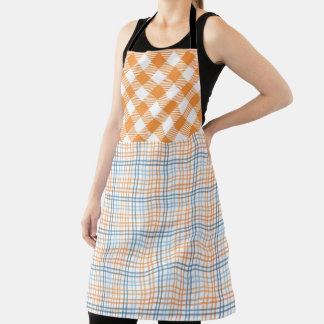 TABLIER FALL ORANGE BLUE WHITE AUTUMN PLAID PATTERNS