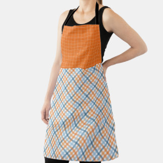 TABLIER FALL ORANGE BLUE WHITE AUTUMN PLAID PATTERNS