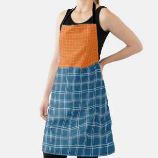 TABLIER FALL ORANGE BLUE WHITE AUTUMN PLAID PATTERNS