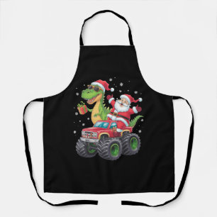 Tablier Famille de Noël assortie Santa Truck Dinosaur 