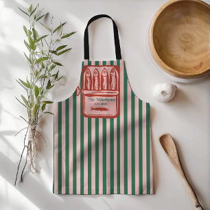 Tablier Famille personnalisée Rétro Sardine Tin Stripes