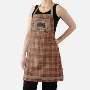 Tablier Family Farmhouse Rustic Tractor Red Plaid