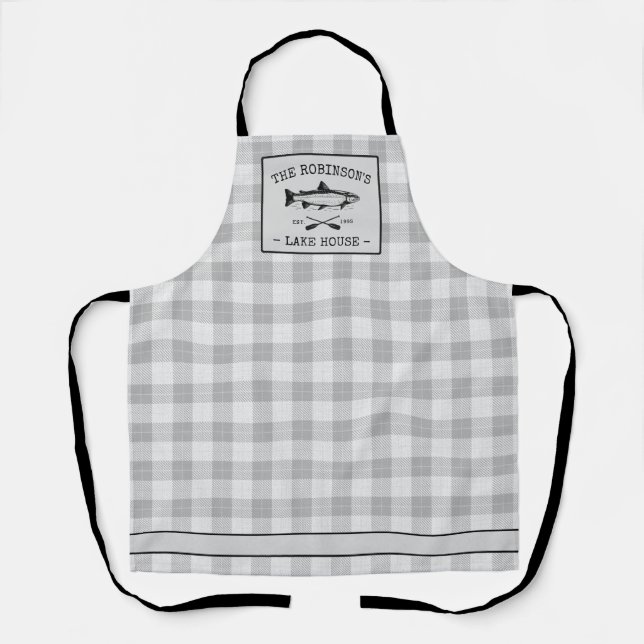 Tablier Family Lake House Oars Poisson Russe Blanc Plaid (Recto)