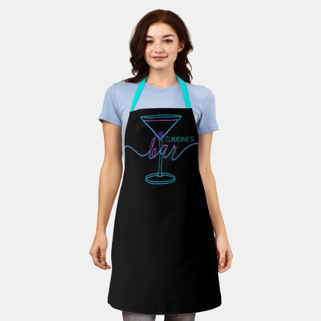 Tablier Fancy Script Fun Colonnes Fun Bar Aprons (Porté)