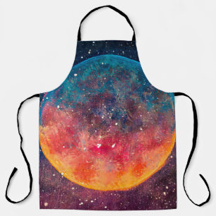 Tablier Fantastique peinture à l'huile belle grande planèt