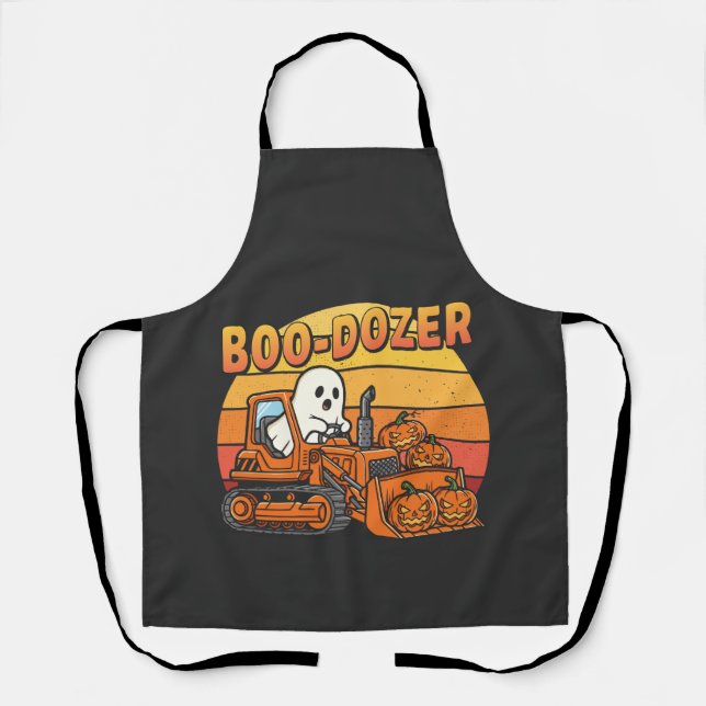 Tablier Fantôme drôle d'Halloween Boo Dozer (Recto)