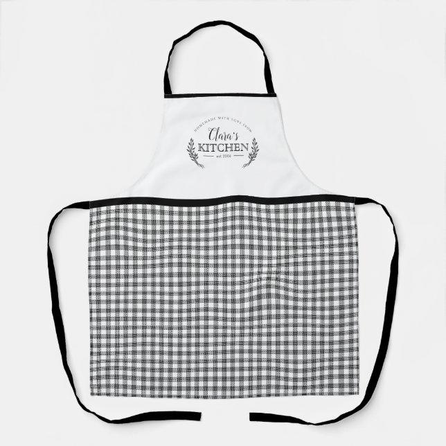 Tablier Farmhouse personnalisée Charme de campagne Plaid (Recto)