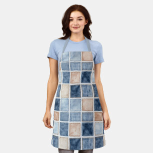 Tablier Fausse crème denim bleu jean douche de mariage