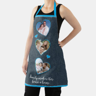 Tablier Faux Denim Blue White Family Modèle photo