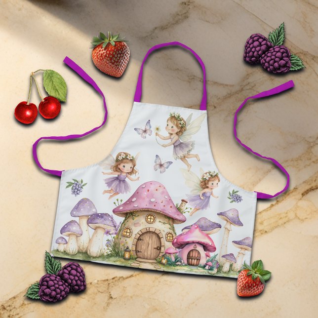 Tablier Fées magiques Champignons roses Enfants (Créateur téléchargé)