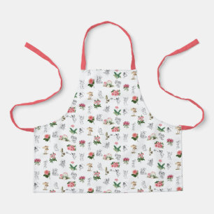 Tablier Fées Rose Floral & Champignons Motif de fées