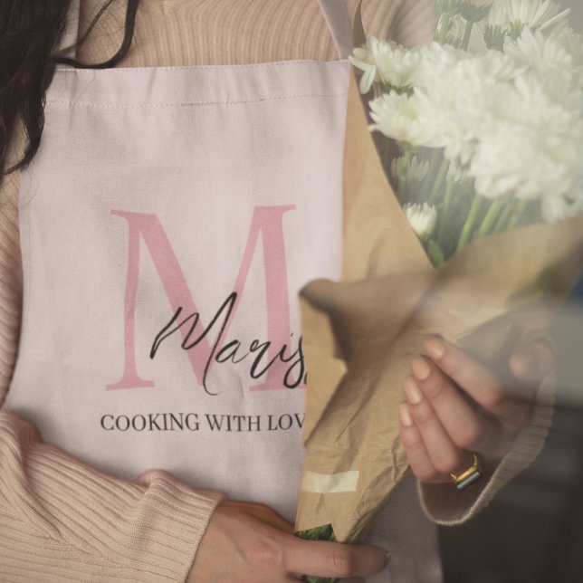 Tablier féminin personnalisé rose minimal (Créateur téléchargé)