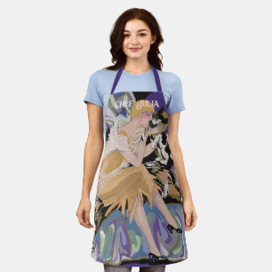 Tablier Femme Art Déco Vintage avec Chat par S. Chompre