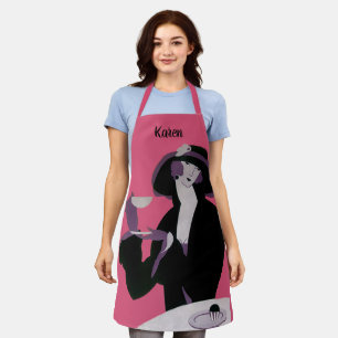 Tablier Femme Art Déco vintage, Thé d'après-midi et Cupcak