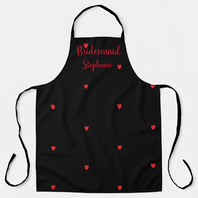 Tablier Femme de mariée Mariage Motif du coeur rouge (Recto)