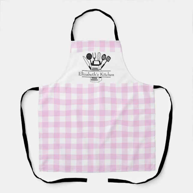 Tablier Femmes à plaid rose personnalisé (Recto)