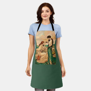 Tablier Femmes Art Nouveau lisant au bord de la mer Vintag