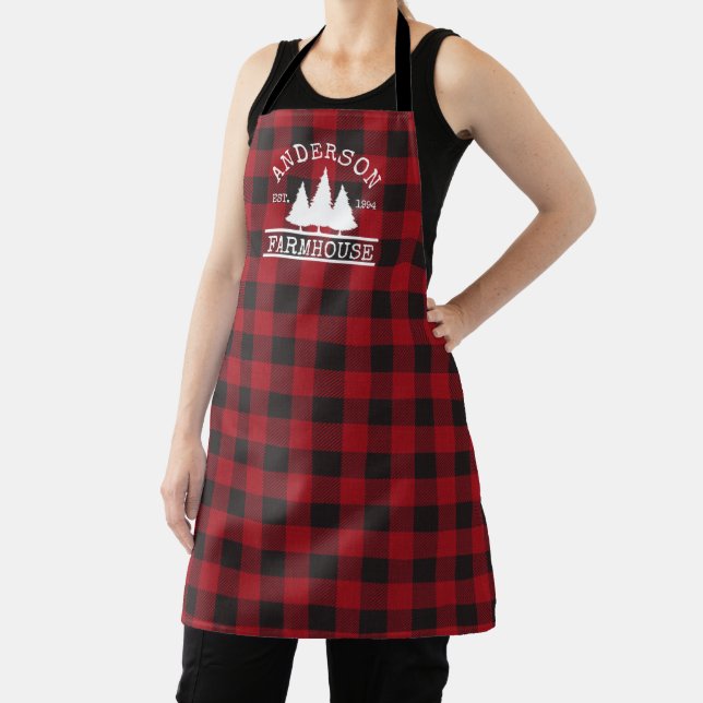 Tablier Ferme Nom de famille Red Buffalo Plaid (Insitu)