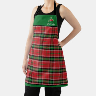 Tablier Festif Noël Rouge Vert Tartan Plaid Apron