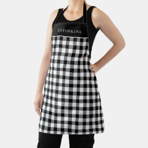 Tablier Festitique Rustique Noir Blanc En vichy Plaid avec