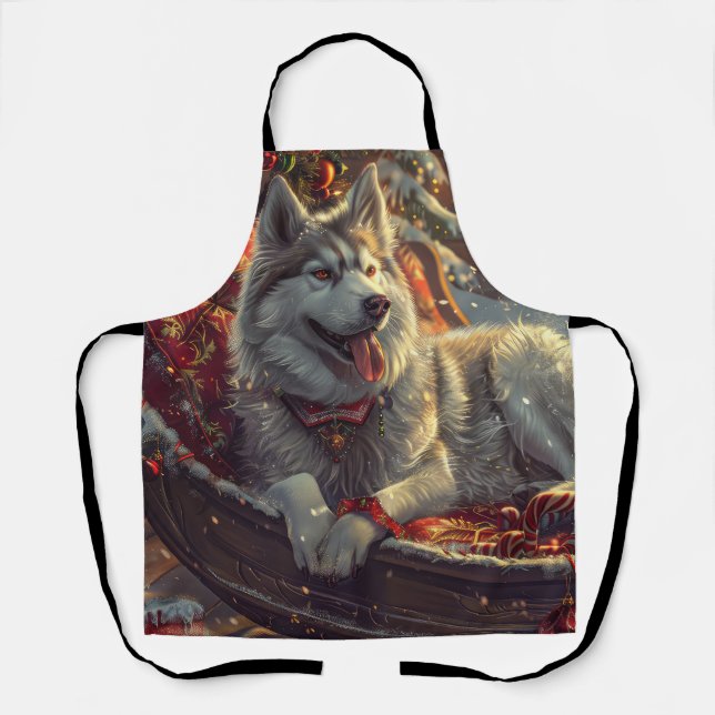 Tablier Festive de Noël de chien laphund finlandais (Recto)