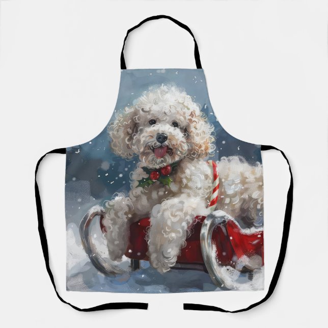 Tablier Festive de Noël du chien de caniche (Recto)