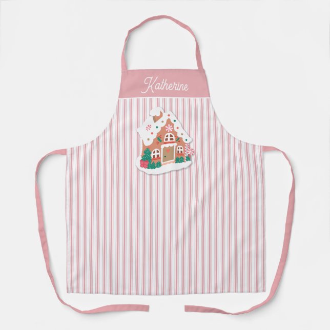 Tablier Festive mignonne Pingerbread Maison Nom de la band (Recto)