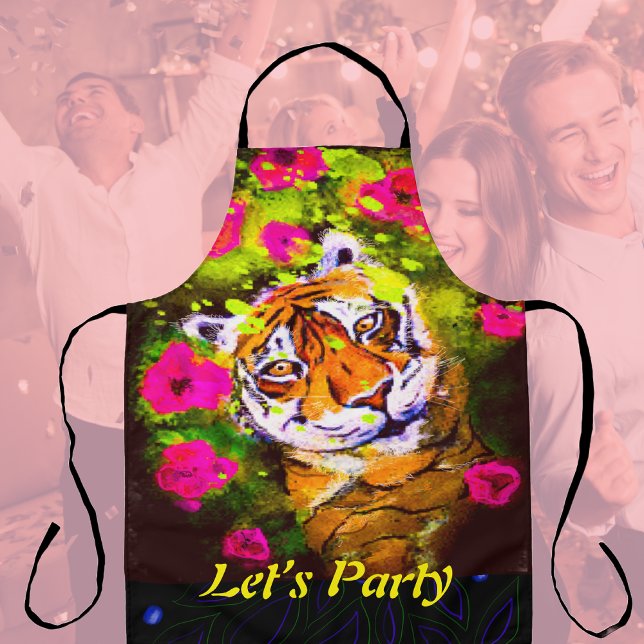 Tablier Fête Apron Tiger Faisons la fête sur tout l'imprim (Créateur téléchargé)
