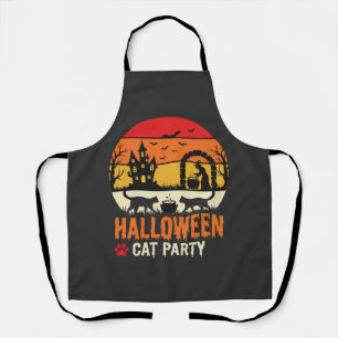Tablier Fête de chat d'Halloween Sorcière Chaudron Silhoue