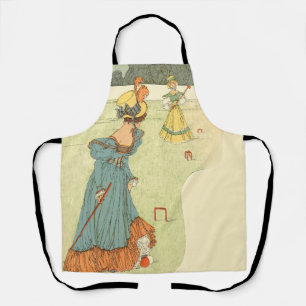 Tablier Fête de Jardin Vintage Croquet Mesdames Victorienn