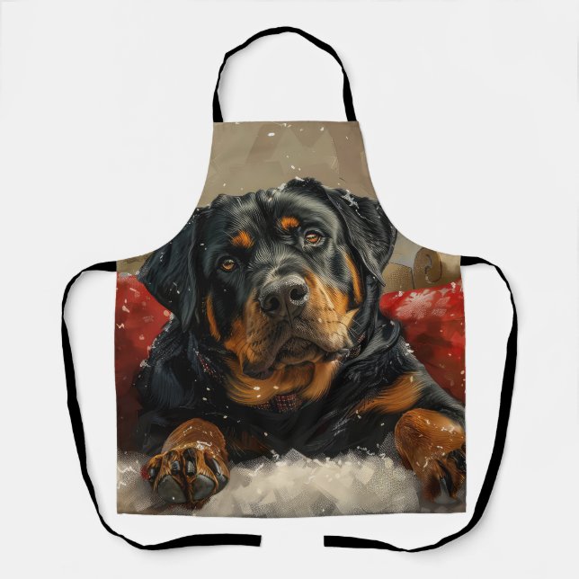 Tablier Fête de Noël de chien Rottweiler (Recto)
