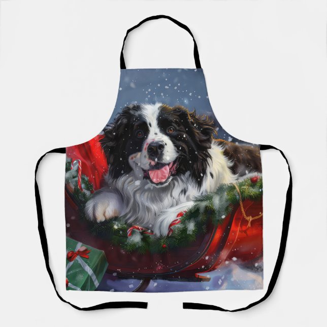 Tablier Fête de Noël des chiens de Terre-Neuve (Recto)