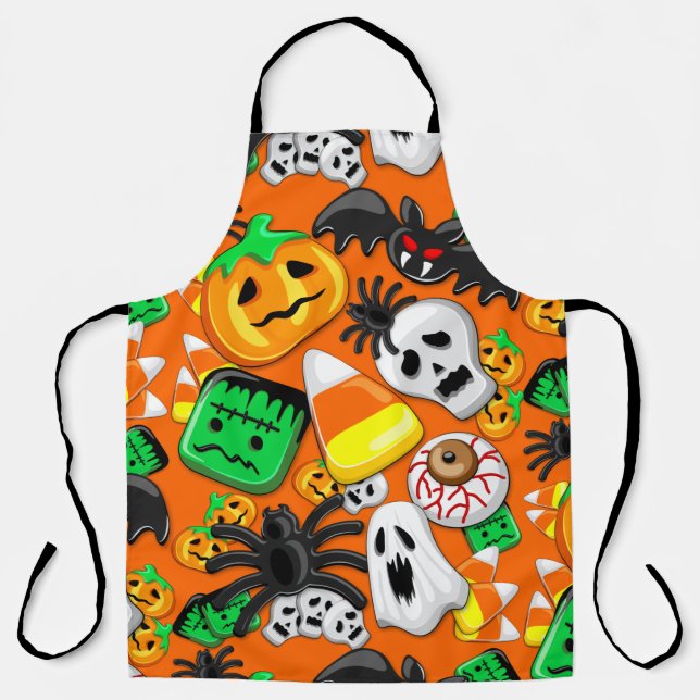 Tablier Fête des Candies Éffrayantes d'Halloween (Recto)