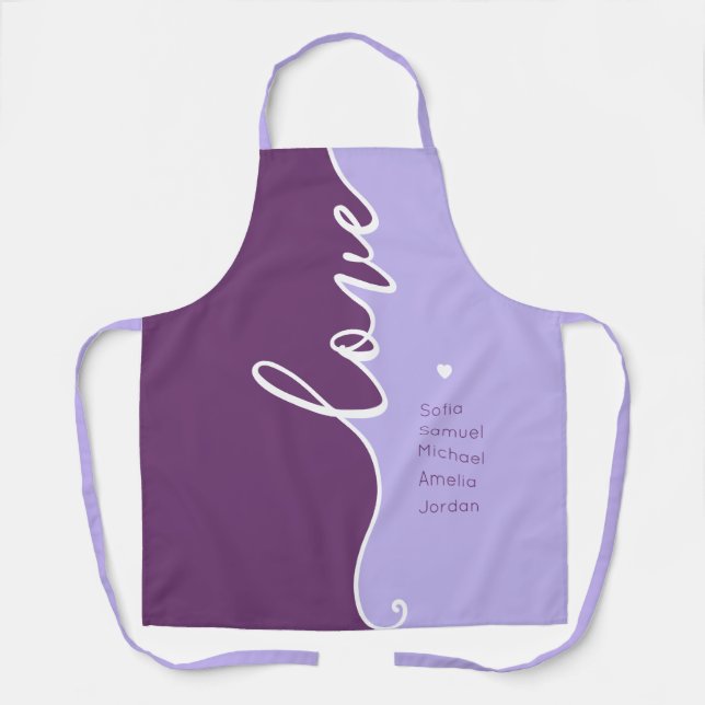 Tablier Fête des mères Aimer les noms personnalisés Apron (Recto)