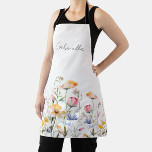 Tablier Fête des mères du Fleur sauvage de prairie aquarel
