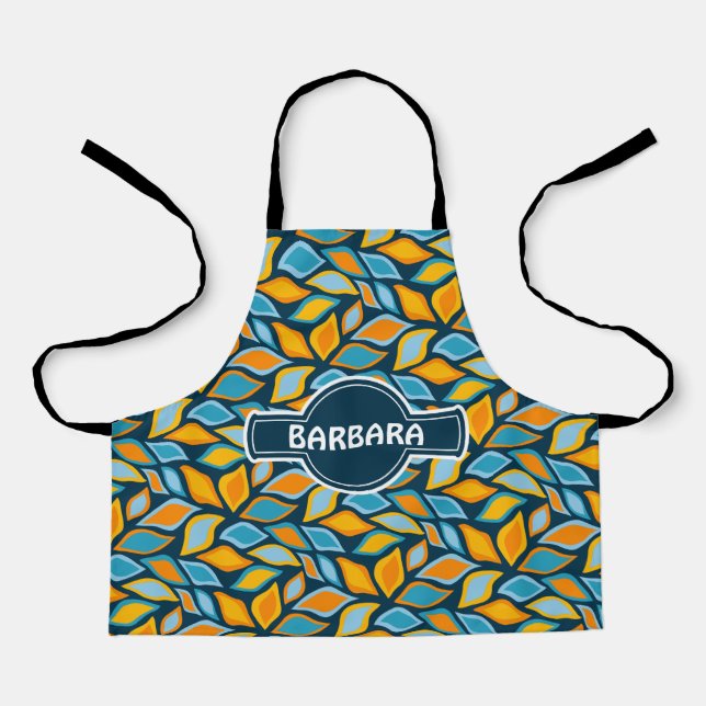 Tablier Feuille Blue Orange Minimal Motif (Recto)