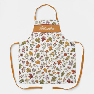 Tablier Feuille florale de champignon de bois automnal Nom