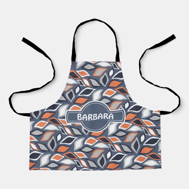 Tablier Feuille gris orange Motif minimal (Recto)