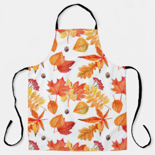 Tablier Feuilles d'aquarelle, motif naturel transparent.