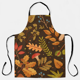 Tablier Feuilles d'automne Champignons Motif Vintage