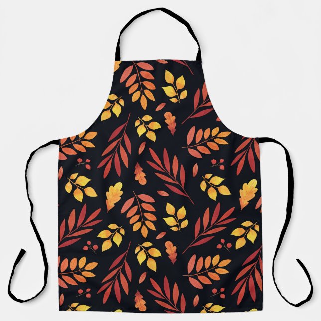 Tablier Feuilles d'automne colorées Motif d'aquarelle (Recto)