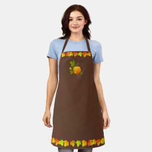 Tablier Feuilles d'automne et citrouille sur marron