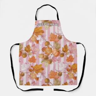 Tablier Feuilles d'automne rose et Motif d'Acorns - automn