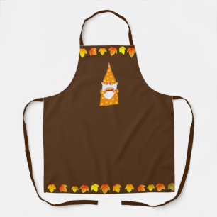 Tablier Feuilles de Gnome mignonne et d'automne sur Brown