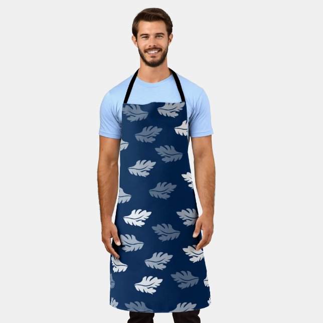Tablier Feuilles de la marine Blue Antique Motif (Porté)